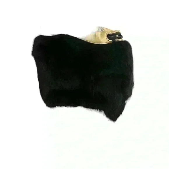 Foley & Corinna Faux Fur Black Handbag Purse Gold trim Special Occasion Fun - Picture 4 of 15